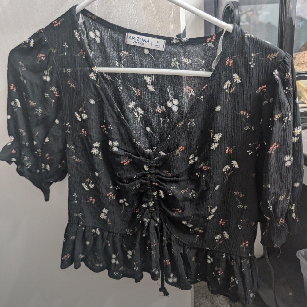 Black Floral Crop Top